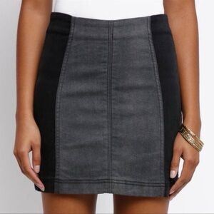 Free People Modern Femme Skirt Oxford Sang Black/Grey Size 8 Back Zipper
